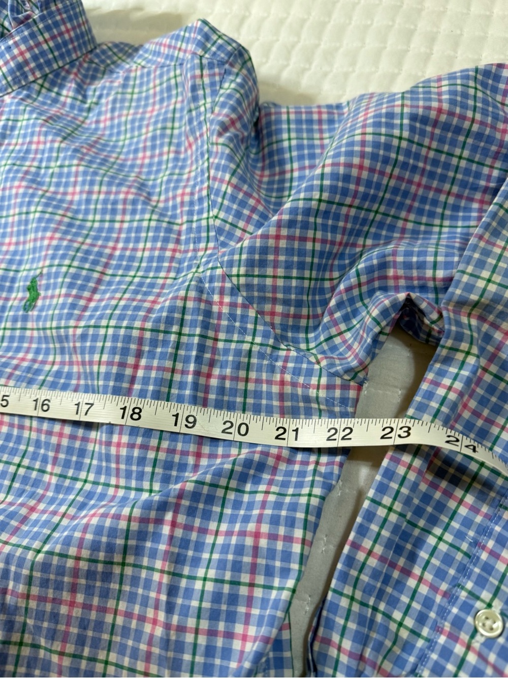 Upcycled Mens Ralph Lauren Pink, Blue & Green Plaid Button-Down Shirt - Picture 7 of 8